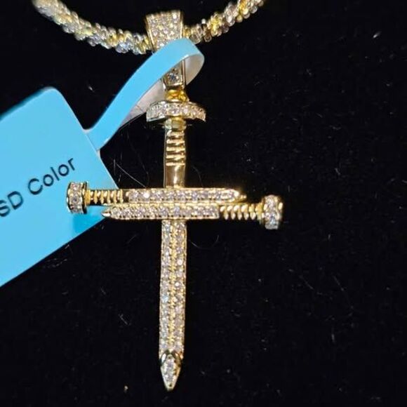 .36CTW Moissanite Nail Cross in .925 with 18